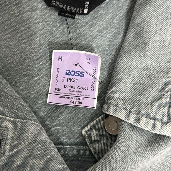 Embroidered jean Jacket New With Tags floral design boho ruffle sleeve sz Large - Picture 8 of 10